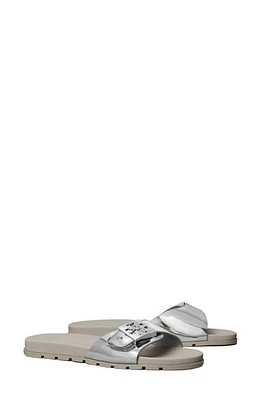 Tory Burch Buckle Slide Sandal Silver /Silver /Aluminum at Nordstrom,