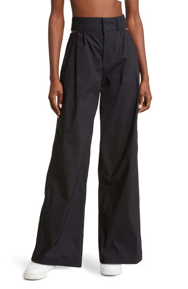 Nike Cutout High Waist Wide Leg Trousers Black/Black/Anthracite at Nordstrom,