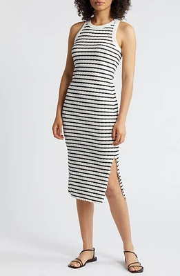 Loveappella Stripe Midi Tank Dress Black/Natural at Nordstrom,