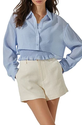 ASTR the Label Crop Button-Up Shirt & Smocked Camisole at Nordstrom,