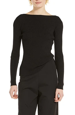 Max Mara Leisure Favella Metallic Bateau Neck Sweater Black at Nordstrom,