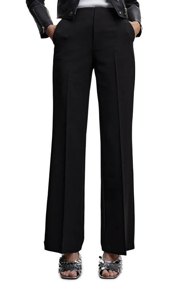 MANGO Fluid Wide Leg Pants Black at Nordstrom,