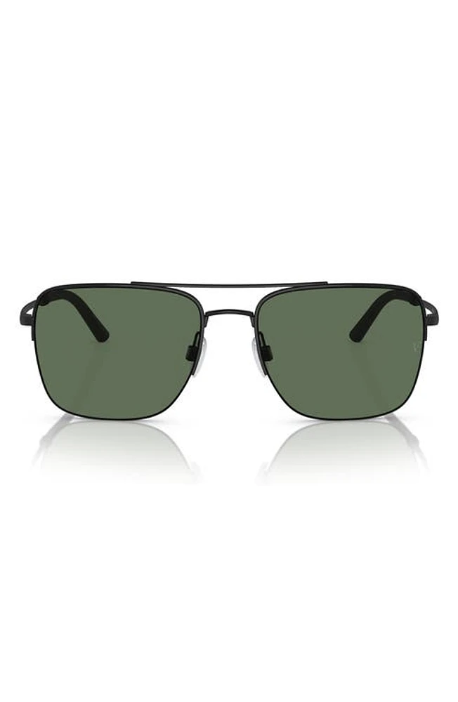 Oliver Peoples Roger Federer 56mm Polarized Pilot Sunglasses in Matte Black Polarized at Nordstrom