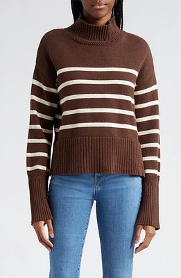 Veronica Beard Lancetti Stripe Cotton Mock Neck Sweater in Chicory Ecru at Nordstrom, Size Small