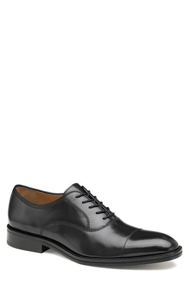 Johnston & Murphy Meade Cap Toe Oxford in Black Italian Calfskin at Nordstrom, Size 8.5