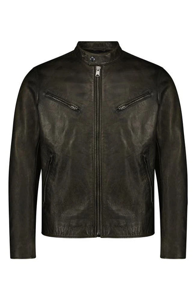 Lucky Brand Bonneville Washed Leather Jacket Black at Nordstrom,