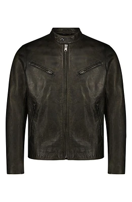 Lucky Brand Bonneville Washed Leather Jacket Black at Nordstrom,