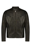 Lucky Brand Bonneville Washed Leather Jacket Black at Nordstrom,