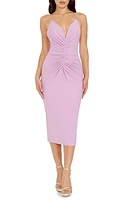 Dress the Population Viv Ruched Sleeveless Midi Lavender at Nordstrom,