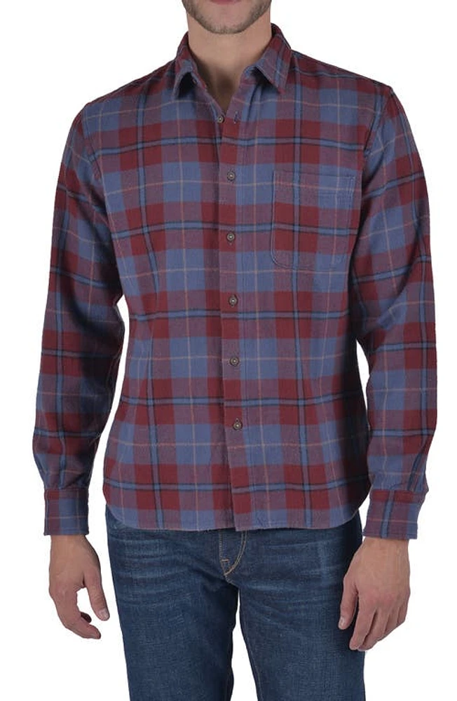 HIROSHI KATO The Ripper Plaid Flannel Button-Up Shirt Brown Blue at Nordstrom,