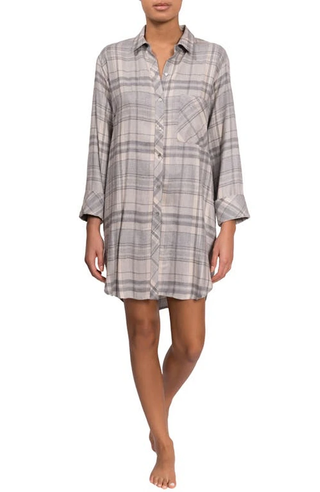 Everyday Ritual Metallic Boyfriend Shirt Grey/Gold Lurex at Nordstrom,