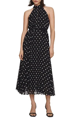 MANGO Adela Tie Waist Midi Dress Black at Nordstrom,