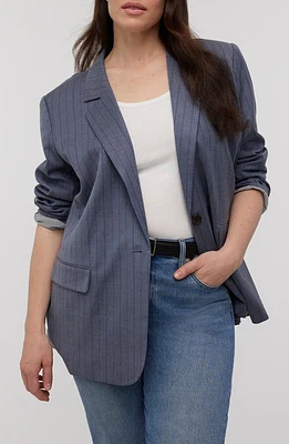 Madewell Pinstripe Single Breasted Blazer Dark Mediterranean at Nordstrom,