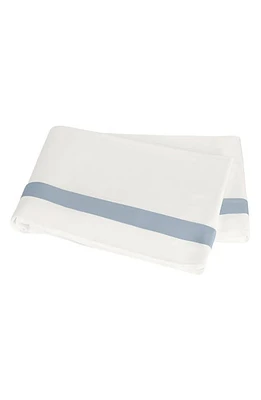 Matouk Ambrose 600 Thread Count Egyptian Cotton Sateen Flat Sheet in Bone/Hazy Blue at Nordstrom, Size Full