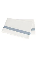 Matouk Ambrose 600 Thread Count Egyptian Cotton Sateen Flat Sheet in Bone/Hazy Blue at Nordstrom, Size Full