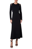 Akris Cutout Detail Long Sleeve Stretch Silk Midi Dress at Nordstrom,