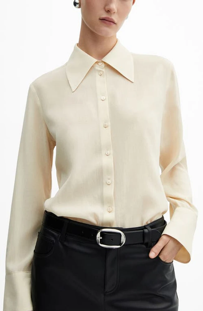 MANGO Swallowtail Collar Button-Up Shirt at Nordstrom,