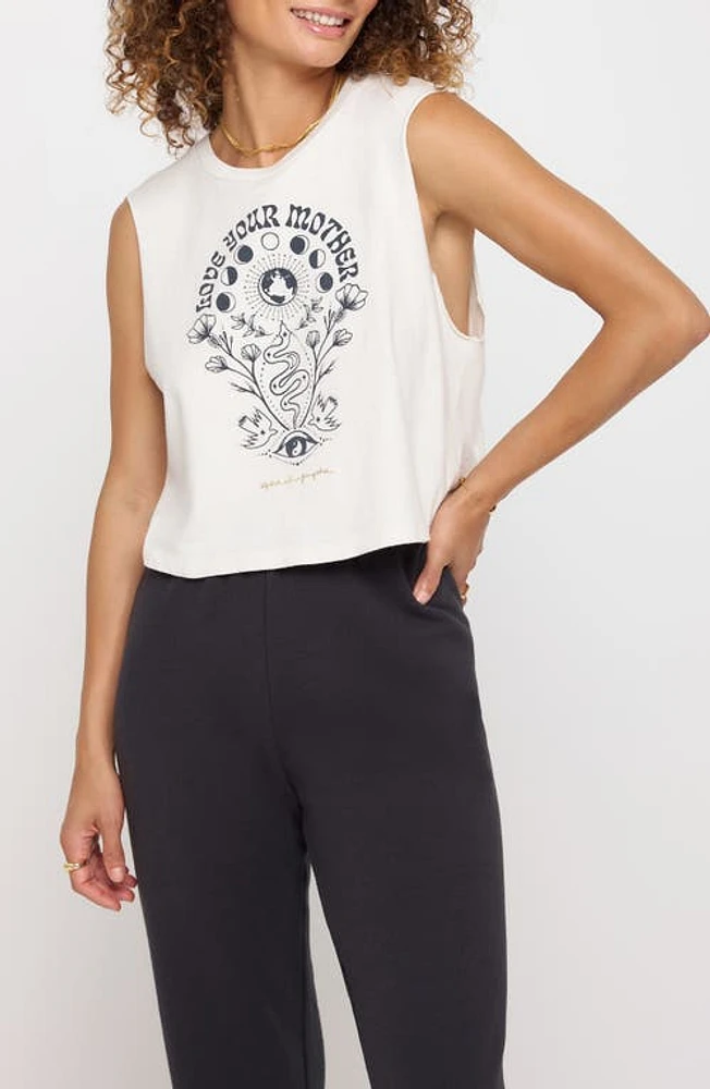 Spiritual Gangster Callie Love Your Mother Crop Cotton Tank Birch at Nordstrom,