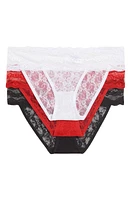 b. tempt'D by Wacoal Assorted 3-Pack Lace Kiss Bikinis Basic 1 at Nordstrom,