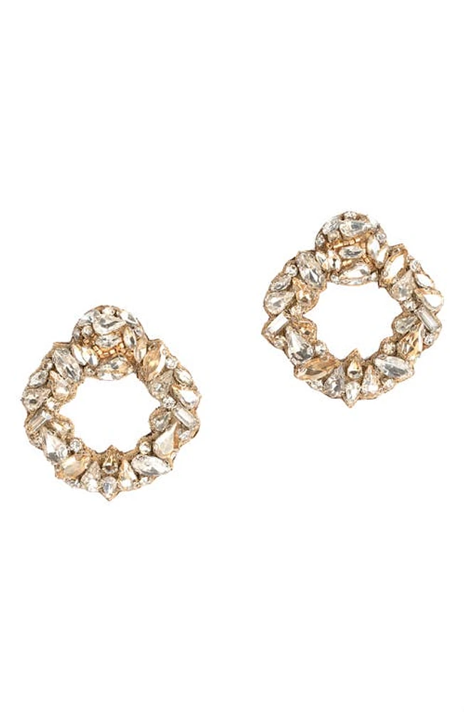 Deepa Gurnani Katya Crystal Frontal Hoop Earrings in Gold at Nordstrom