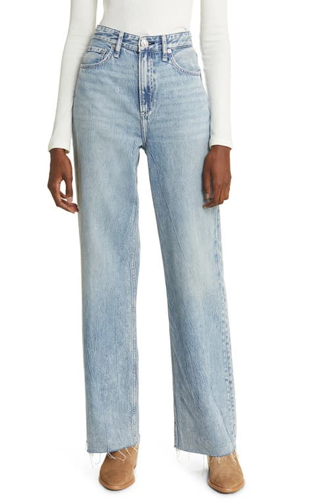 rag & bone Logan Featherweight Raw Edge High Waist Wide Leg Jeans Mira at Nordstrom,