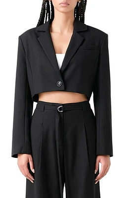 Grey Lab Oversize Crop Blazer Black at Nordstrom,