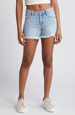 HIDDEN JEANS Frayed Low Rise Denim Shorts Medium Wash at