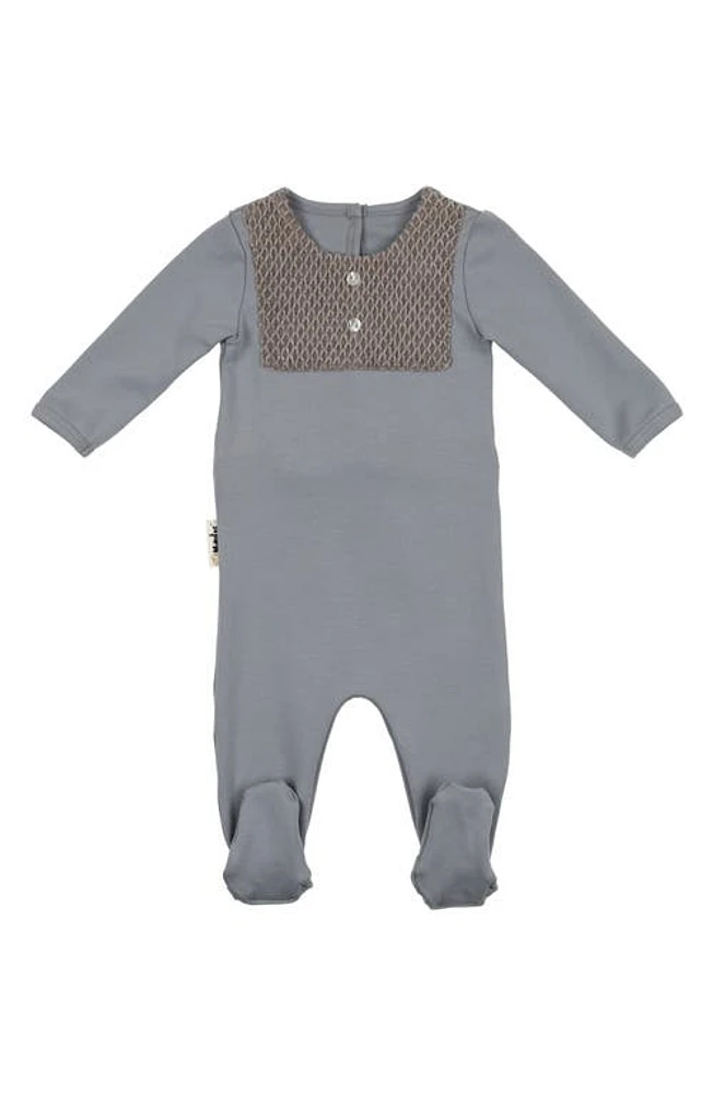 Manière Velour Bib Footie in Powder Blue at Nordstrom, Size 18M