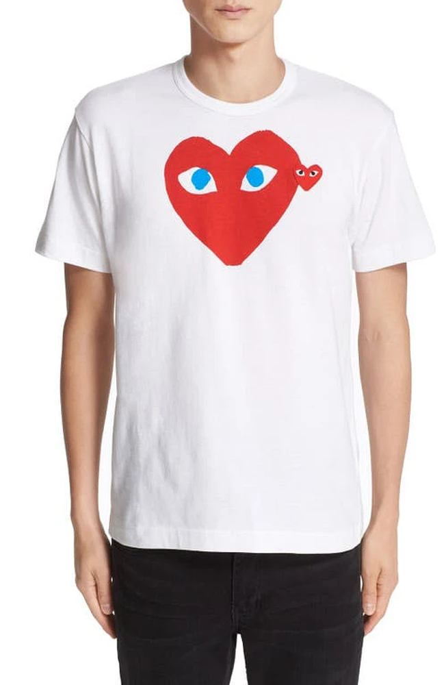 Comme des Garçons PLAY Heart Face Graphic Tee in White at Nordstrom, Size X-Large