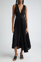 A. L.C. Everly Pleated Strappy Back Midi Dress Black at Nordstrom,