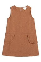 MILES THE LABEL Kids' Slub Weave Linen & Cotton Dress in 104 Camel at Nordstrom, Size 6