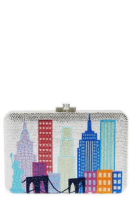 JUDITH LEIBER COUTURE Slim Slide NYC Skyline Crystal Clutch in Silver Sapphire Multi at Nordstrom