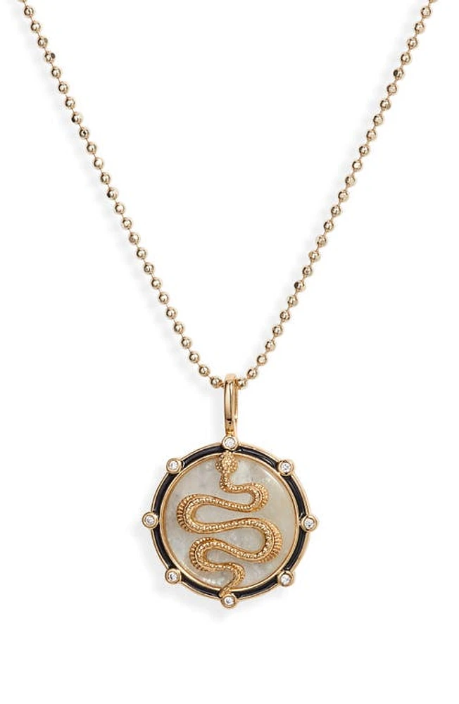 MIRANDA FRYE Avery Chain Necklace with Moonstone Snake Charm Pendant in Gold at Nordstrom