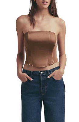 Favorite Daughter Lanai Strapless Satin Corset Top Macchiato at Nordstrom,