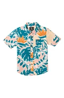 Volcom Kids' Leaf Pit Floral Short Sleeve Button-Up Shirt Salmon at Nordstrom,