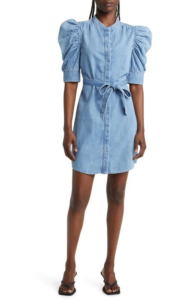 FRAME Gillian Puff Sleeve Denim Shirtdress Bluebird at Nordstrom,