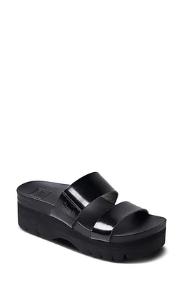 Reef Cushion Vista Hi Slide Sandal Black Patent at Nordstrom,