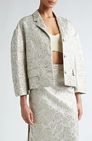 Erdem Metallic Cloque Crop Jacket Gold at Nordstrom,