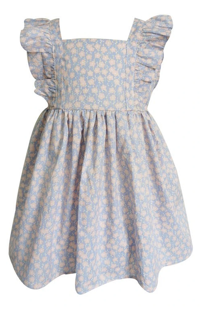 Popatu Kids' Floral Cotton Pinafore Dress Blue at Nordstrom,