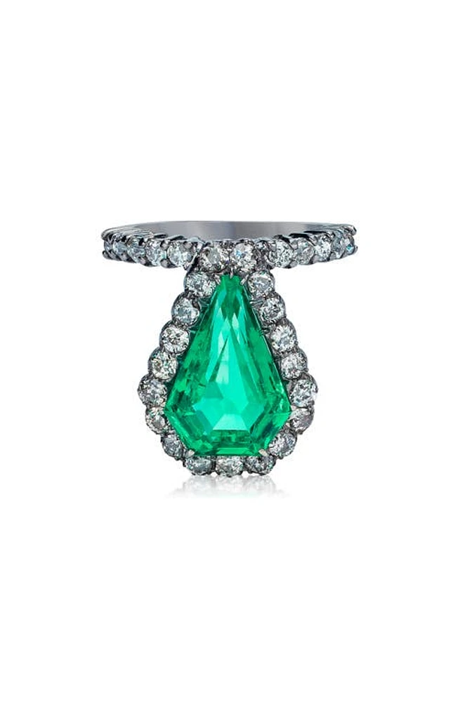 Mindi Mond Colombian Emerald & Diamond Shield Ring in Em/Silver/Gold at Nordstrom, Size 6.75