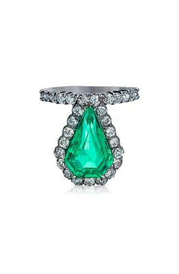 Mindi Mond Colombian Emerald & Diamond Shield Ring in Em/Silver/Gold at Nordstrom, Size 6.75