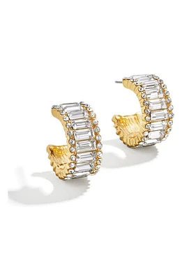 BaubleBar Baguette & Round Crystal Huggie Hoop Earrings in Gold at Nordstrom