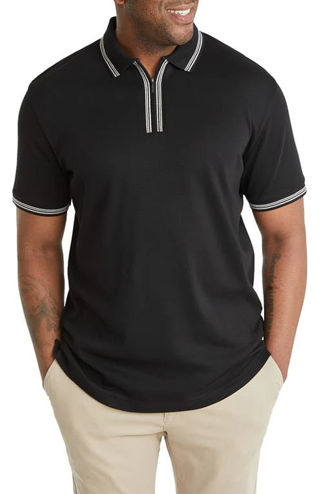 Johnny Bigg Phoenix Zip Neck Polo in Black at Nordstrom, Size Xx-Large