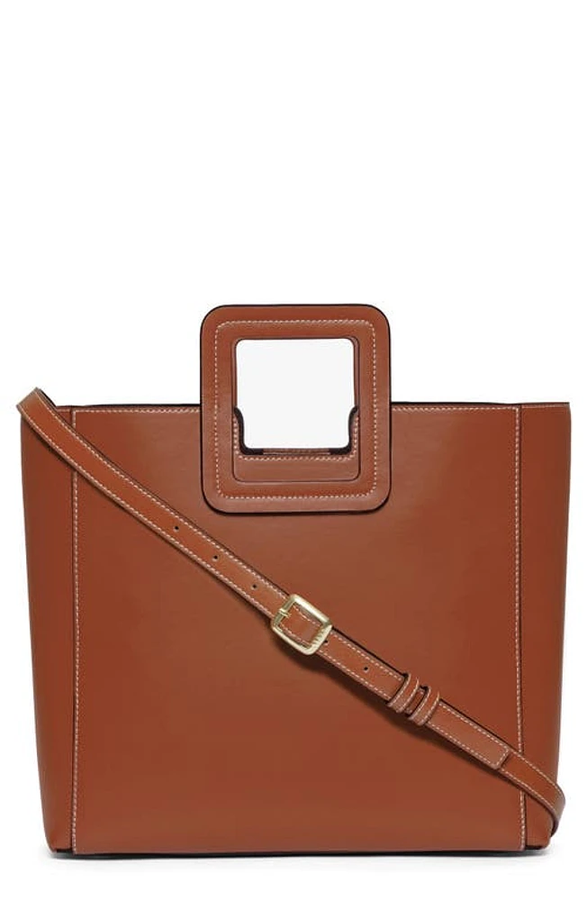 STAUD Shirley Calfskin Leather Handbag in Tan at Nordstrom