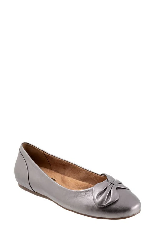 SoftWalk Sofia Bow Ballet Flat Pewter at Nordstrom,