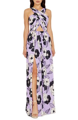 Dress the Population Rose Print Cutout Maxi Wisteria Multi at Nordstrom,