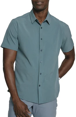 7 Diamonds Siena Solid Short Sleeve Performance Button-Up Shirt at Nordstrom,