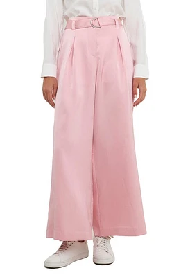 English Factory Satin Wide Leg Ankle Pants Pink at Nordstrom,