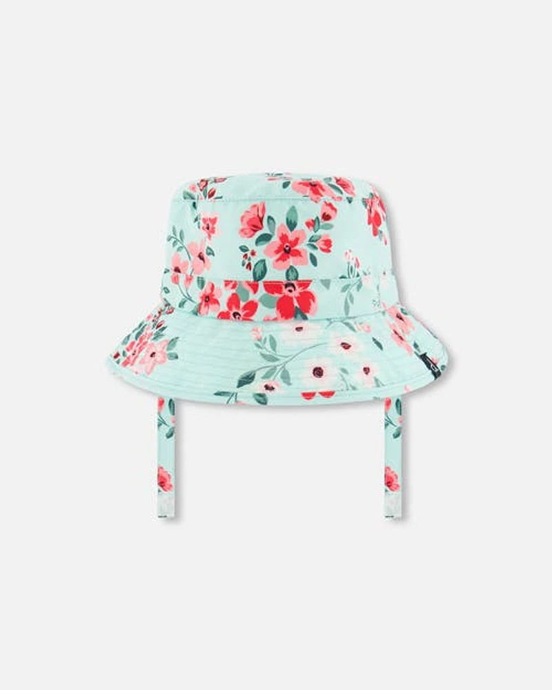 Deux Par Deux Baby Girl's Beach Hat Light Blue Flower Print at Nordstrom