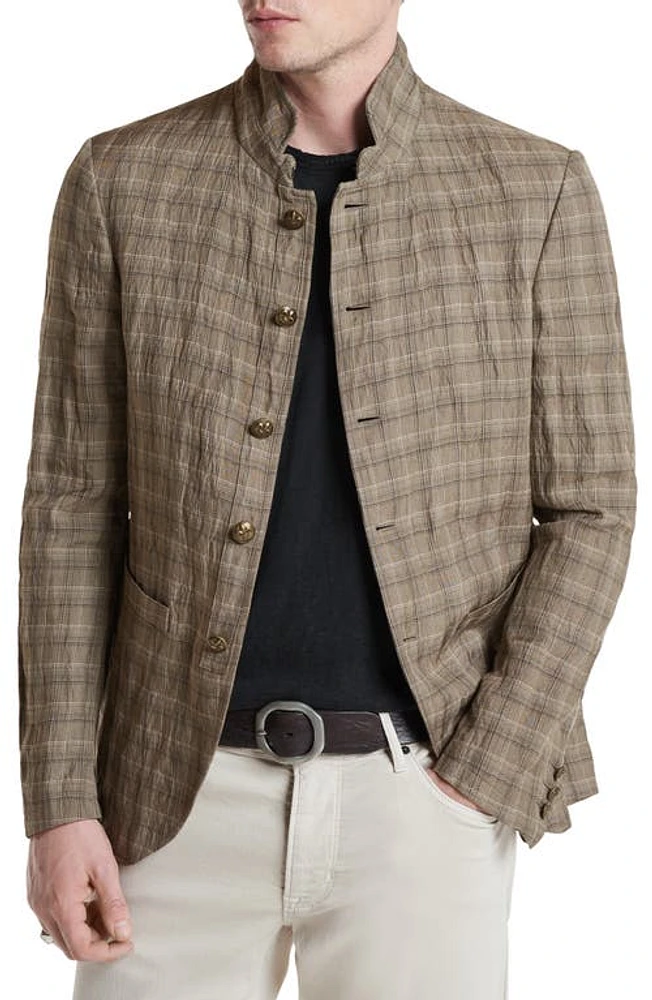 John Varvatos Anson Slim Fit Check Jacket Olive Leaf at Nordstrom,